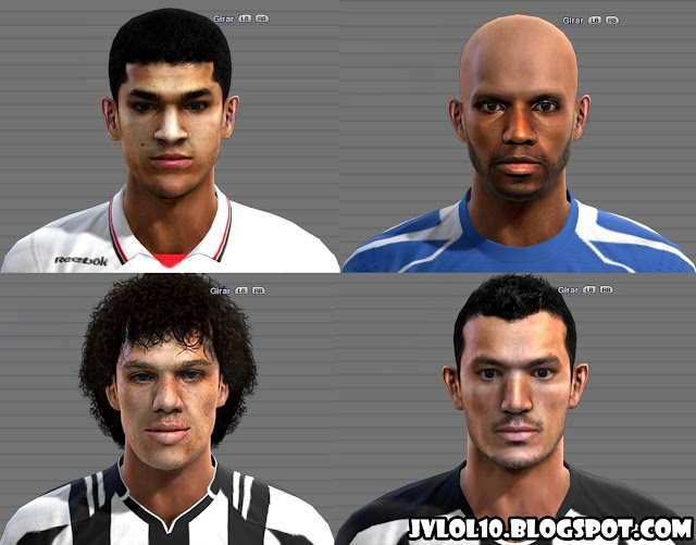 Face de Denílson Pereira Neves do São Paulo emprestado pelo Arsenal, Face de Jefferson Goleiro do Botafogo, Face de Márcio Azevedo do Botafogo e Face de Réver do Atlético Mineiro para PES 2012 Download, Baixar Faces de Denílson, Jefferson, Márcio Azevedo e Réver para PES 2012