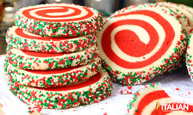 Christmas Pinwheel Sugar Cookies close up