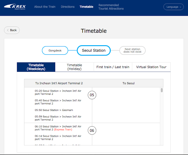 AREX timetable_Seoul station