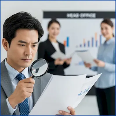 한 예비 창업가가 2025년 프랜차이즈 창업 성공을 위해 정보공개서를 꼼꼼히 분석하고 있다.