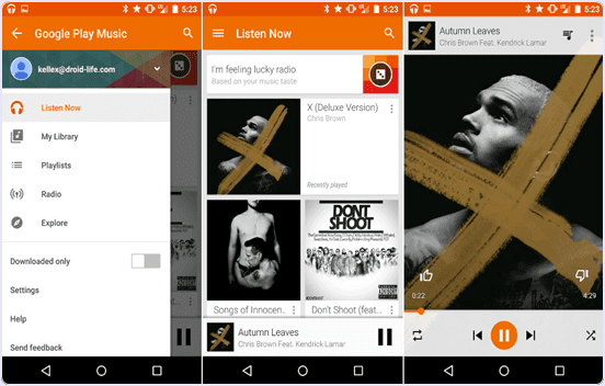 Google Play Music android music player