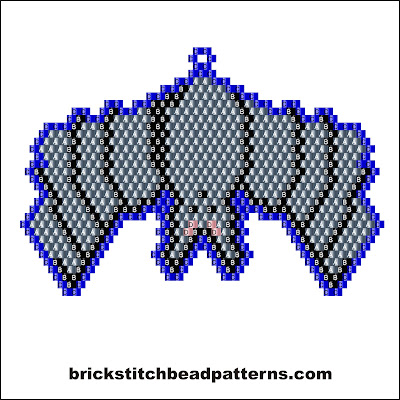 Click for a larger image of the Halloween Bat bead pattern labeled color chart.