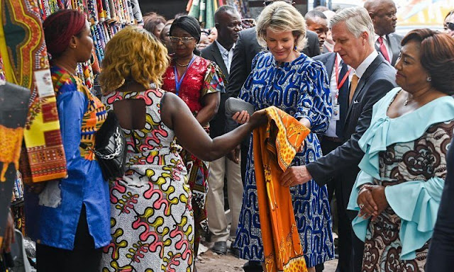 King Philippe and Queen Mathilde, accompanied by First Lady Denise Nyakeru Tshisekedi, visited Ngobila Beach market