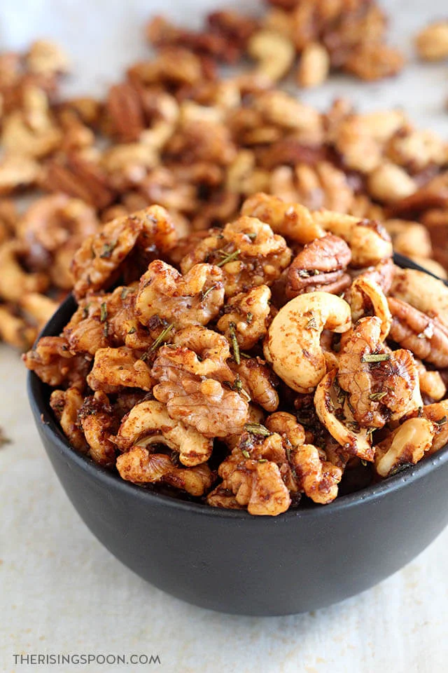 Savory Rosemary Spiced Nuts Recipe (Salty, Herbaceous, Spicy & Sweet)