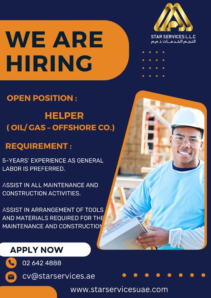 HELPER JOB VACANCIES IN U A E