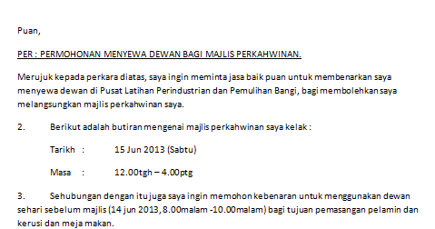 Contoh Surat Rasmi Permohonan Pengurangan Bayaran - Rasmi V