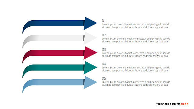 Curved arrow with free infographic banners