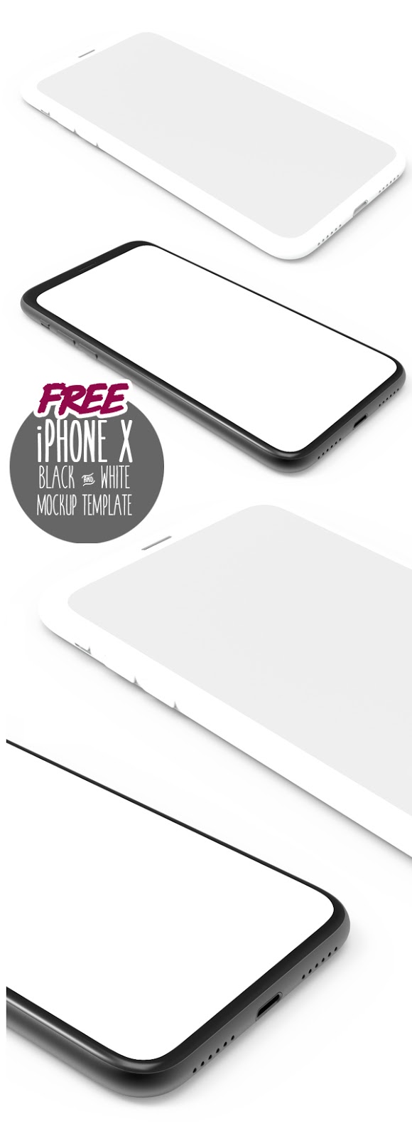 Free iPhone 8, iPhone 8 Plus and iPhone X PSD Mock-up Templates