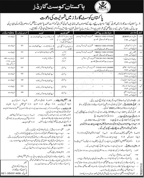 Pakistan Coast Guards 2023 Jobs - Application Form