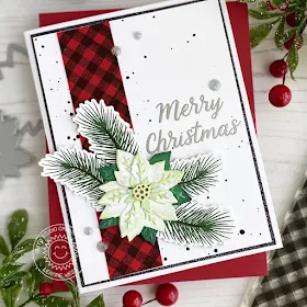 Sunny Studio Stamps: Layered Poinsettia Dies Christmas Trimmings Merry Christmas Card by Leanne West