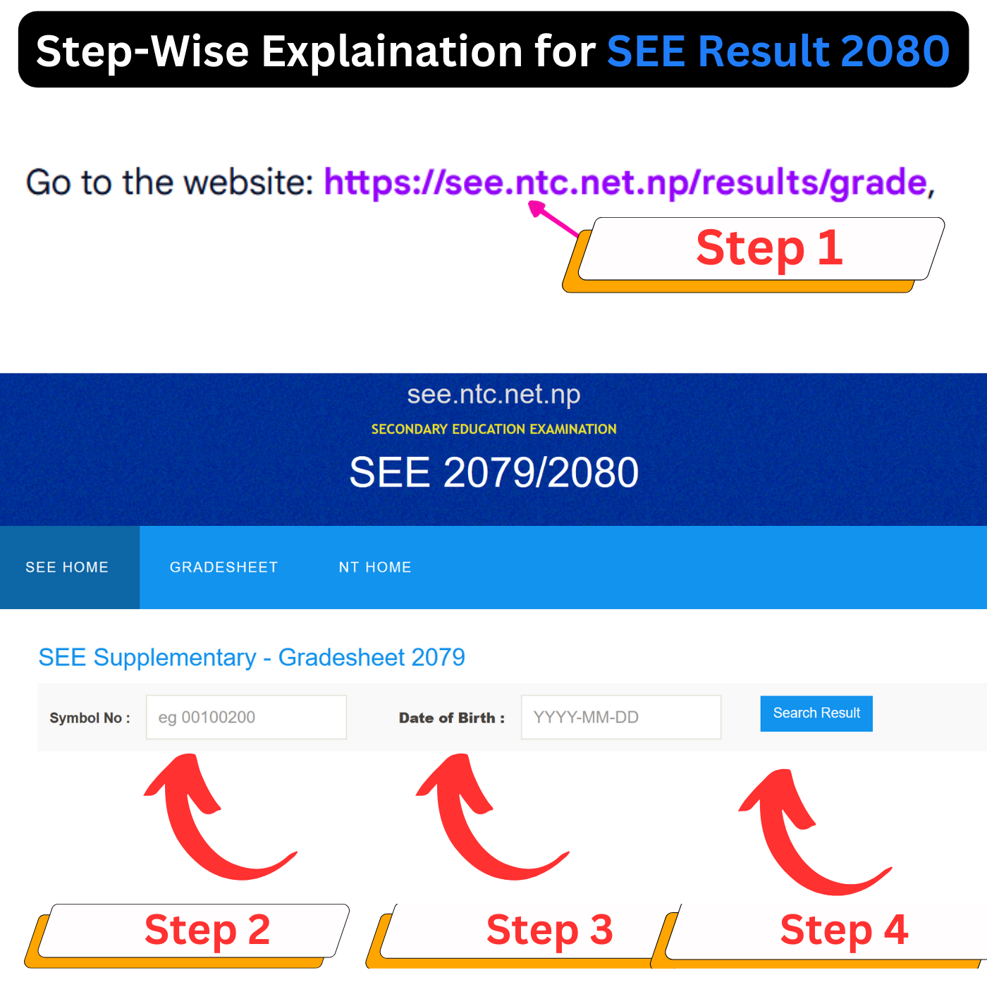 Step wise Explanation to get SEE result 2079/2080 with marksheet online