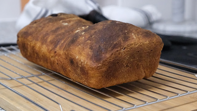 English Sultana Bread on a wire cooling rack