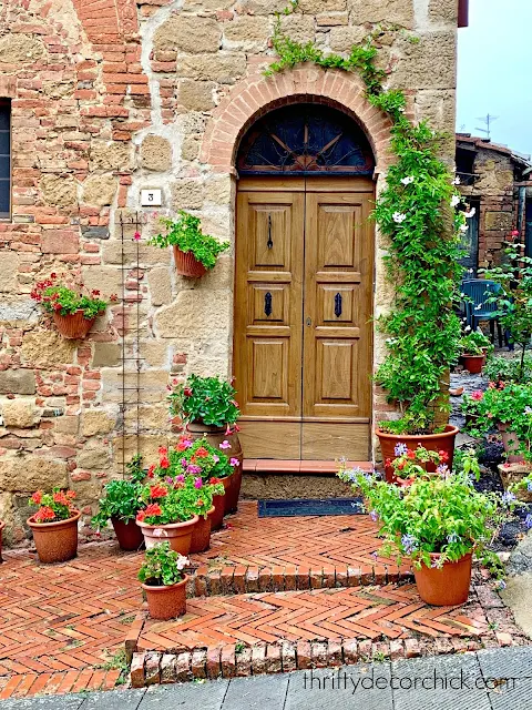 Italian doorways with flowers and vines