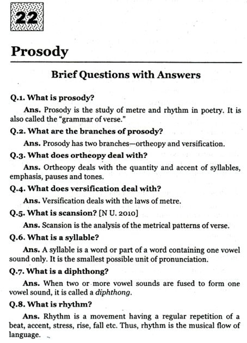 Prosody - Brief Questions with Answers