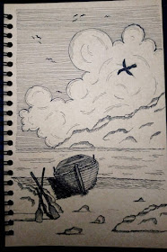 07-A-rowboat-waiting-Sketchbook-Drawings-Abdelrhman-Helmey-www-designstack-co