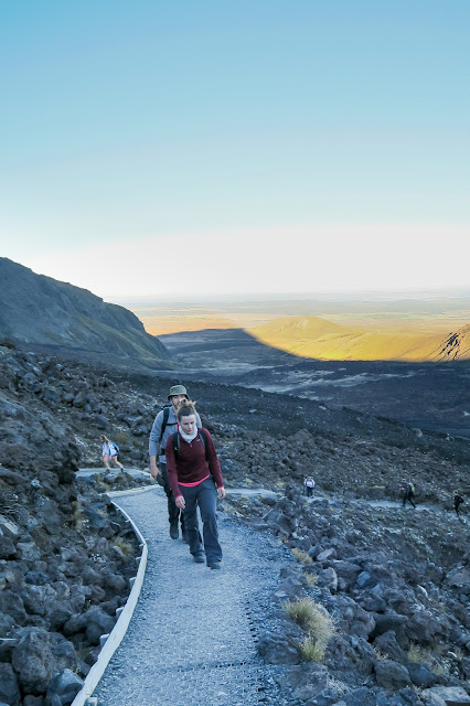 Walking on Mangatepopo Saddle Tongariro crossing