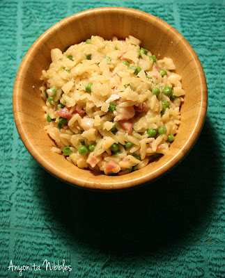 Pancetta and Pea orztto orzo risotto