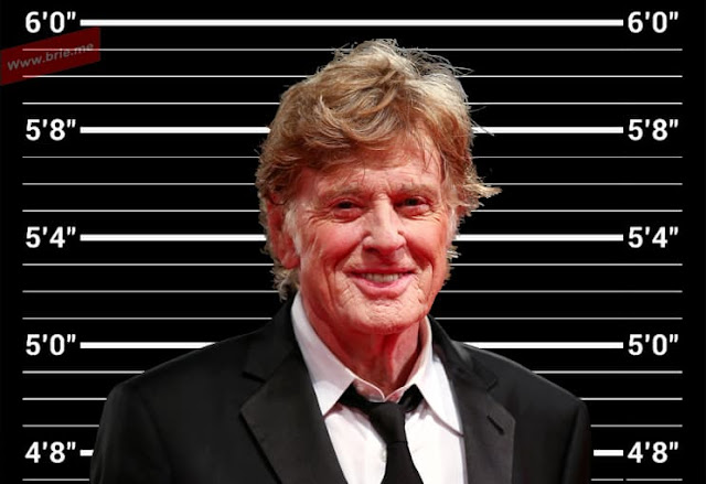 Robert Redford standing in front of a height chart