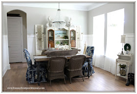 French Country Farmhouse Dining Room-Pottery Barn Chandelier- From My Front Porch To Yours