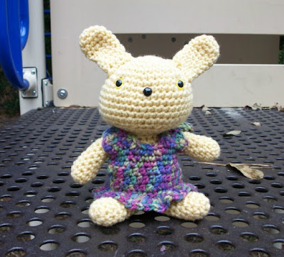 Golden Bunny Girl crocheted bunny doll
