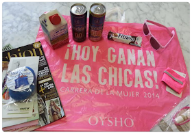 Regalos de los patrocinadores X Carrera de la Mujer Valencia (Oysho, Central Lechera Asturiana, Buckler, Marlene, Hola...), Bolsa de la corredora