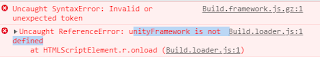 Uncaught ReferenceError: unityFramework is not definedのエラー