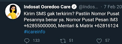 Nomor Pusat Pesan Indosat SMSC Terbaru IM3 Mentari 2021