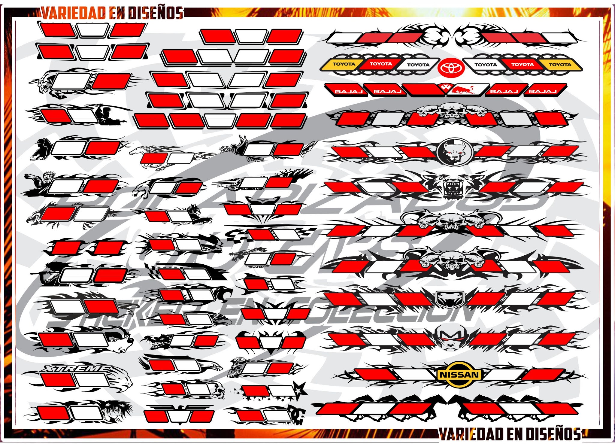 Diseños Vectoriales De Cintas Reflectivas /Rojo y Blanco ideal Para Rotulación Vehicular