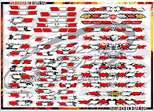 Diseños Vectoriales De Cintas Reflectivas /Rojo y Blanco ideal Para Rotulación Vehicular 