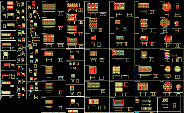 Bibliothèque Autocad des blocs des meubles en bois dwg