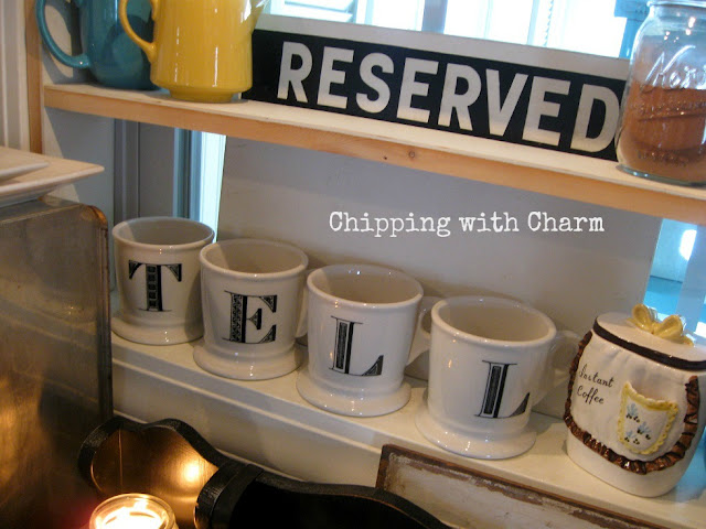 Chipping with Charm...Hot Drink Station using Old Sign Stencils...www.chippingwithchar.blogspot.com