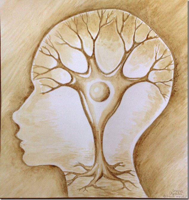 Arborele mental pictura facuta cu cafea - The tree of the mind coffee painting