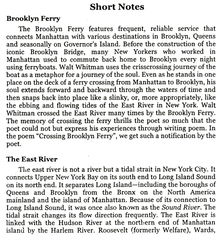 CrossingBrooklyn Ferry – Walt Whitman - Short Notes