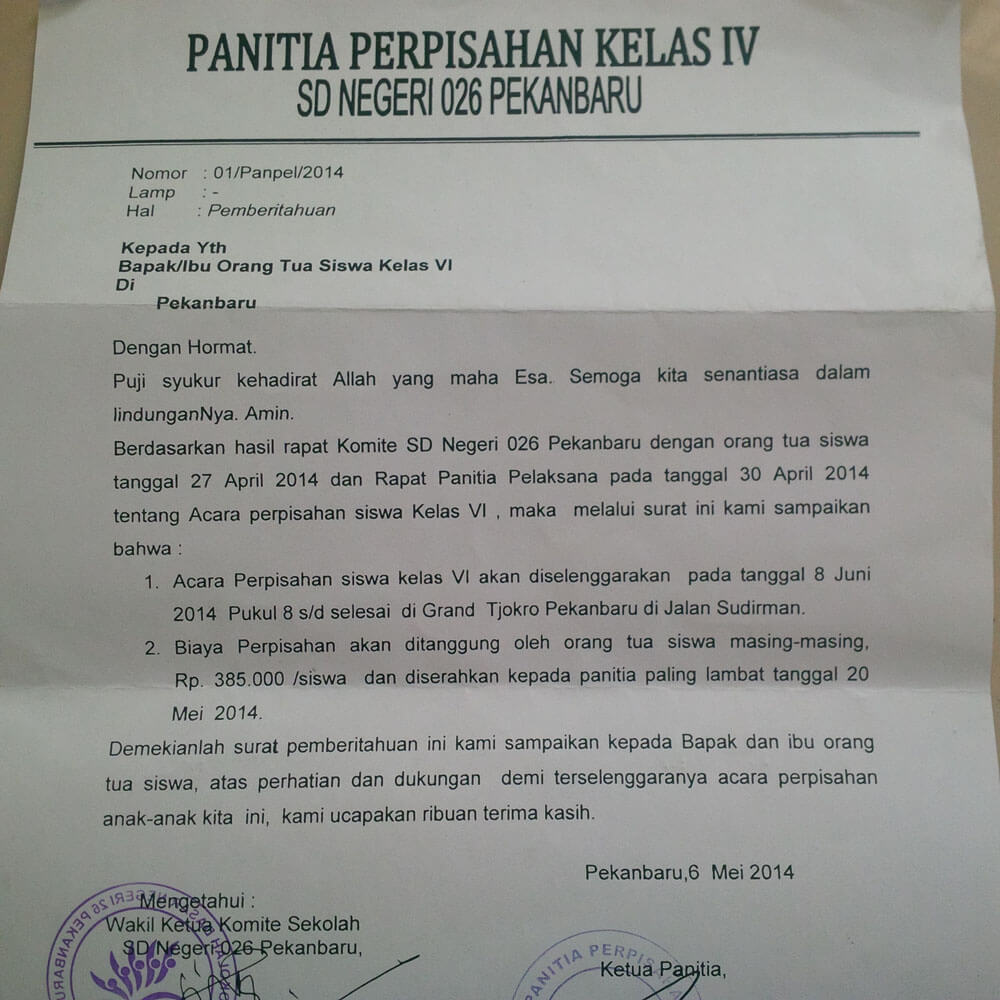 10+ Contoh Surat Pemberitahuan Untuk Orangtua Murid 