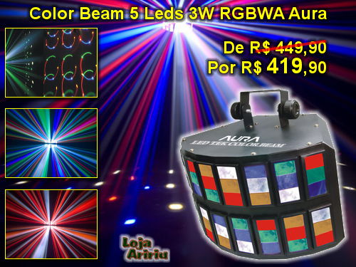 OFERTA! Color Beam 5 LEDs 3W RGBWA DMX Áudio-Rítmico Aura