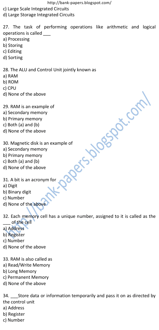 Bank PO Computer Questions