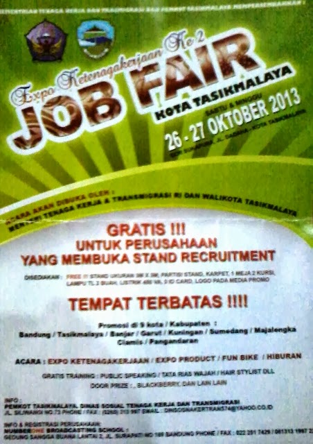 JOB FAIR  EXPO KETENAGAKERJAAN DEPNAKERTRANS KOTA TASIKMALAYA 2013 