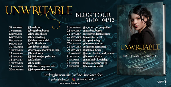 Overzicht van alle deelnemende blogs aan de blogtour van Unwritable van Lotte van den Noort georganiseerd door uitgever Hamley Books