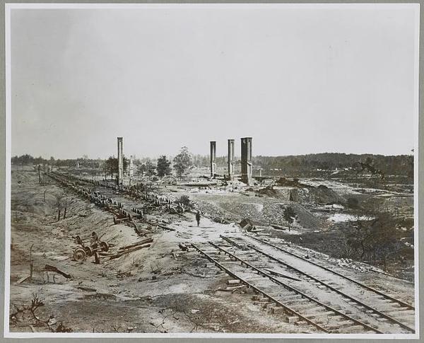 The Last Days of the Civil War in Atlanta: Ruins of Rolling Mill and cars