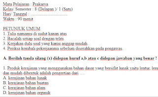 Soal-UKK-UAS-Prakarya-Kelas-8-SMP-Semester-1