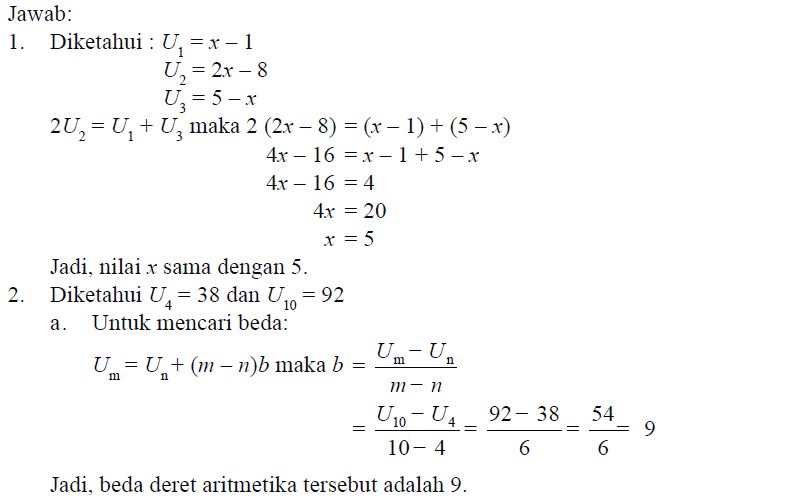 Pengertian dan  Rumus Deret Aritmatika serta Contoh Soal 