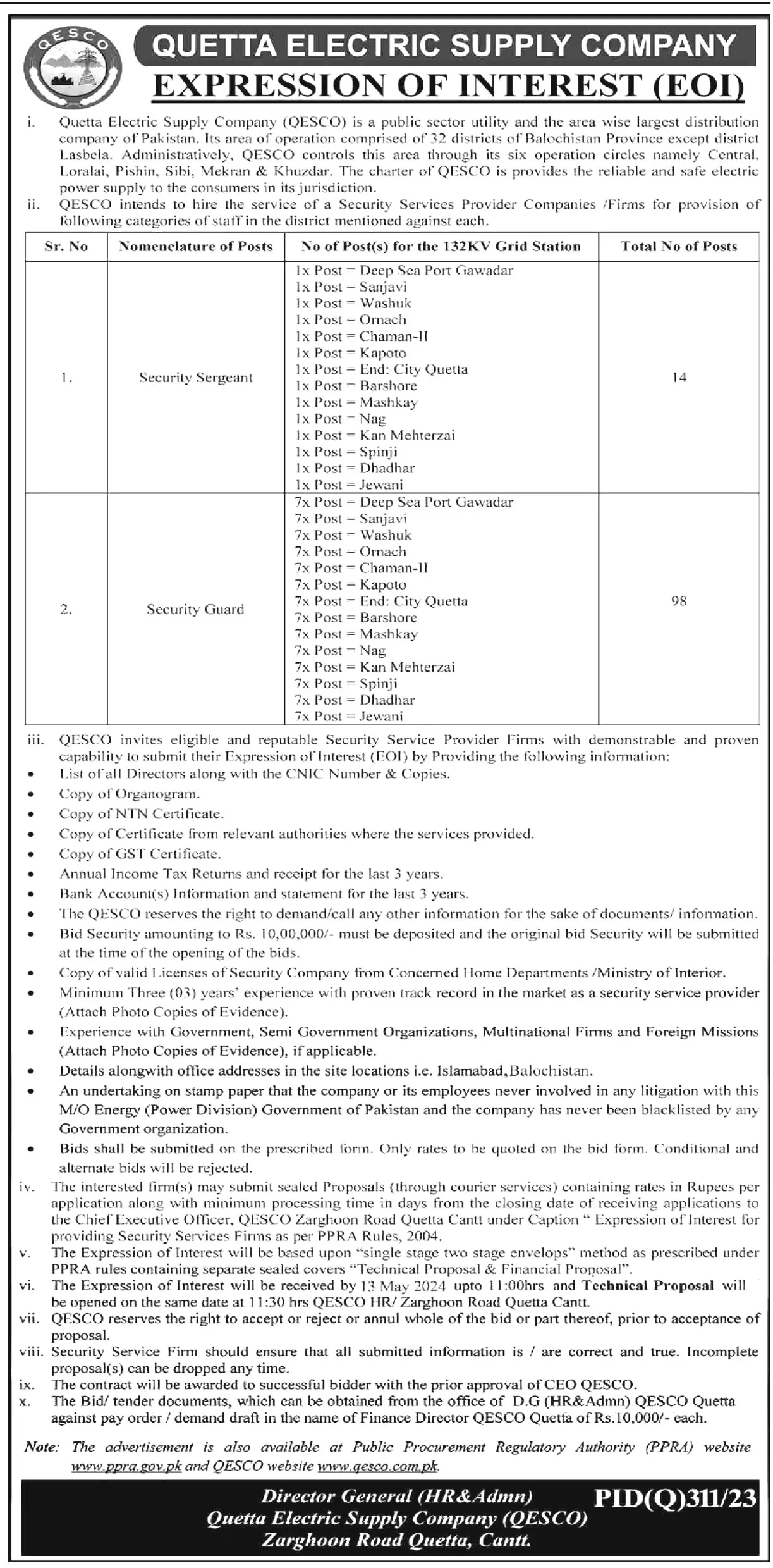 QESCO Jobs May 2024 Quetta Electric Supply Company