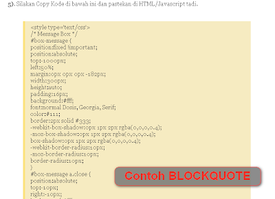 Cara Membuat Blockquote atau Kotak Kode Script Pada Blogger