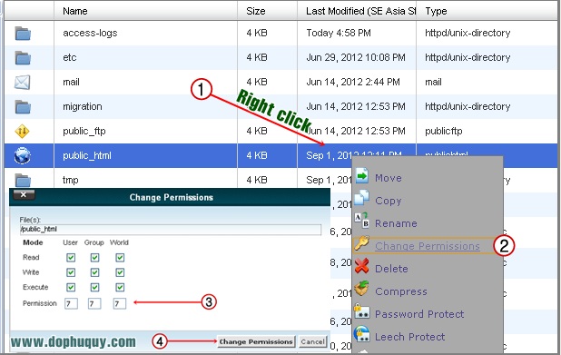 CHMOD Cpanel 11