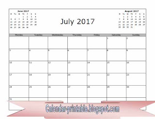 Free Printable Calendar July 2017