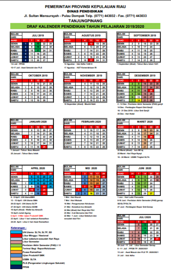 adalah pengaturan waktu untuk kegiatan pembelajaran peserta didik selama satu tahun ajaran KALENDER PENDIDIKAN TAHUN PELAJARAN 2019/2020 DAN KALDIK 2018/2019