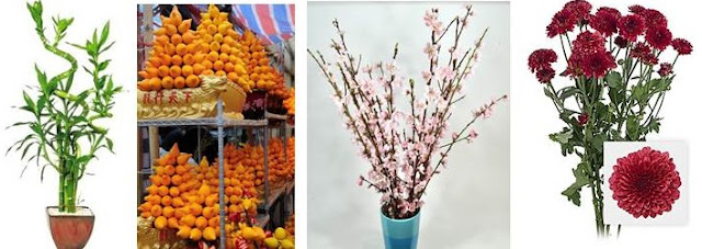 Bamboo, Mandarin, Peach blossom, Chrysanthemum CNY