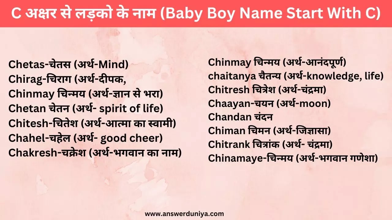 c latter boy name list