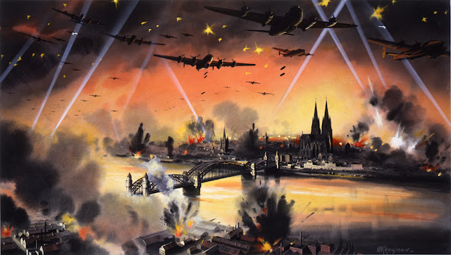 Artist depiction of RAF attack on Cologne, 31 May 1942 worldwartwo.filminspector.com