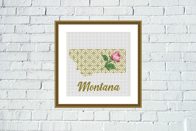 Montana map cross stitch pattern - Tango Stitch